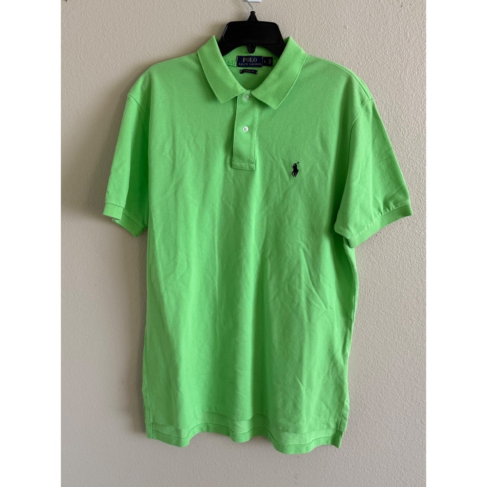 Polo Ralph Lauren Mens Classic Fit Lime Green Cotton Pique Polo mShirt Large